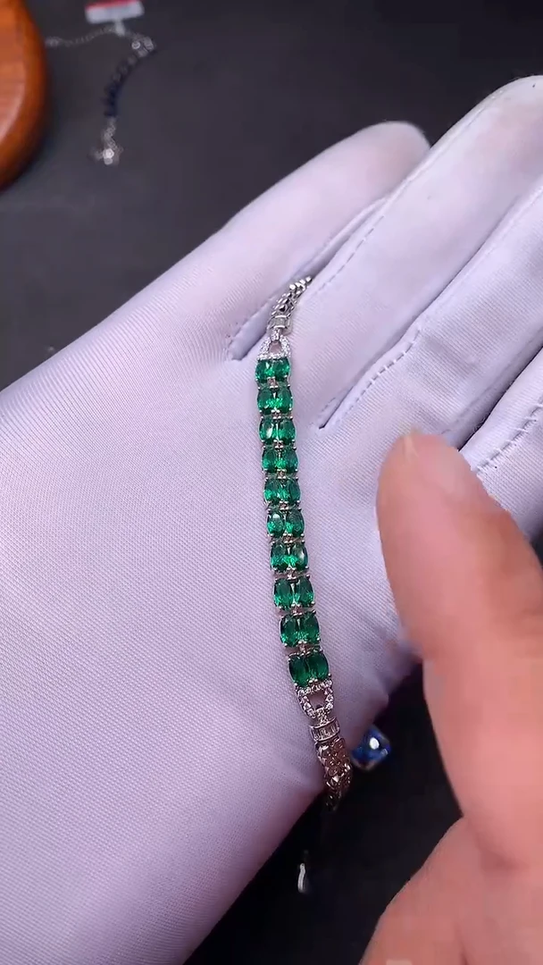【闪购商品】祖母绿手链银S925镶嵌·····