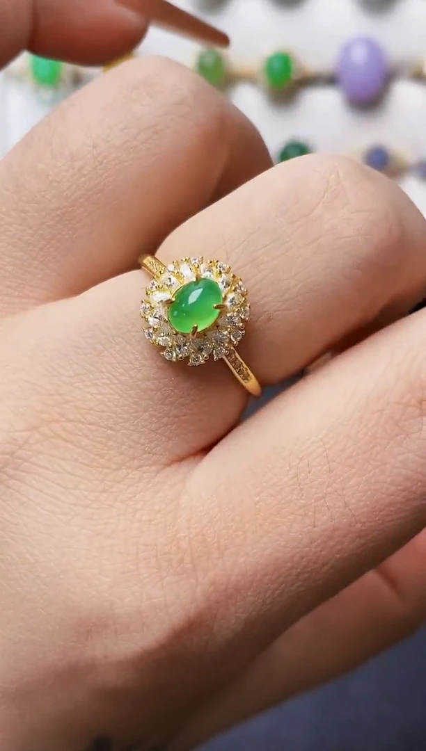 银S925镶嵌戒指翡翠1268