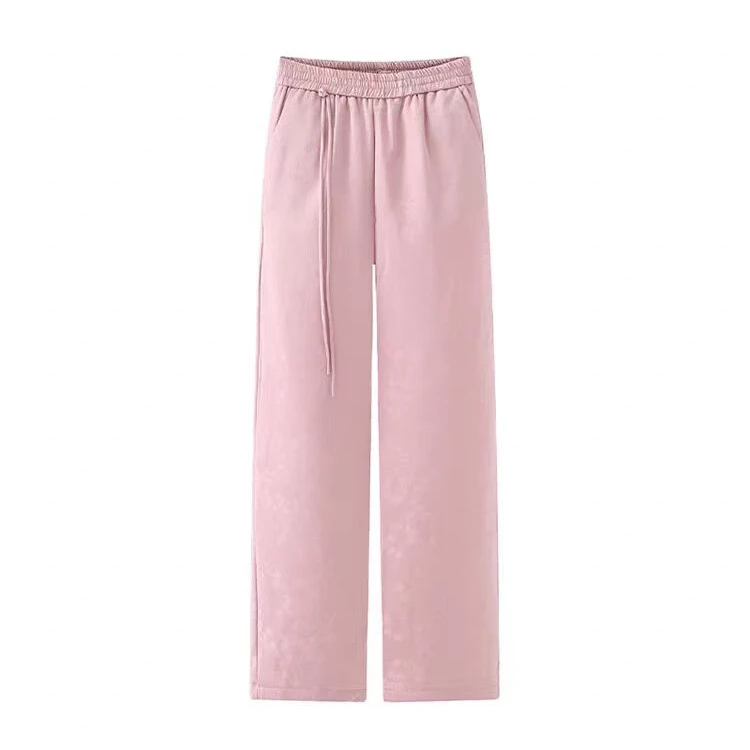 【花念~35】新中式提花春季直筒裤女新款百搭显瘦松紧腰长裤