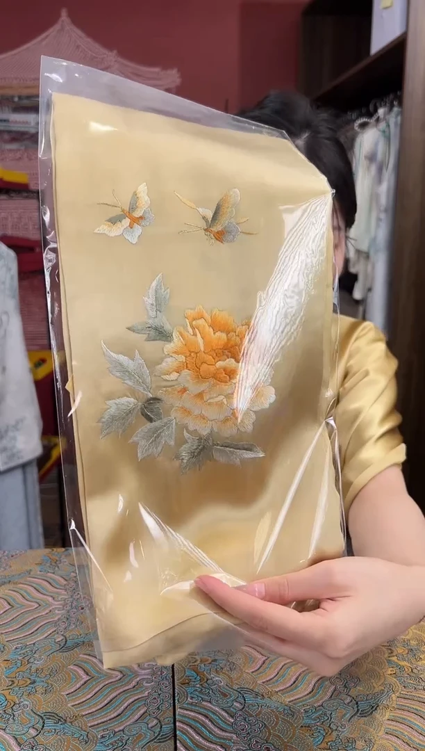 刺绣苏绣100桑蚕丝真丝雪纺丝巾