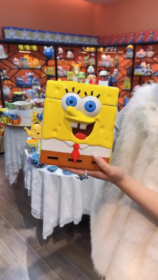 瓷片@@海绵宝宝陶瓷饼干罐