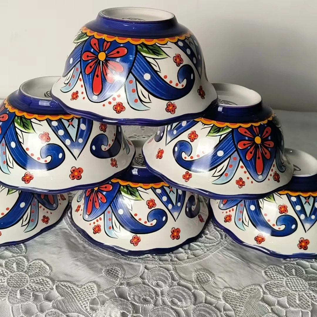 【新疆包邮】tut qasa kuk  piyala 6个深蓝色花纹小碗网红高档家用