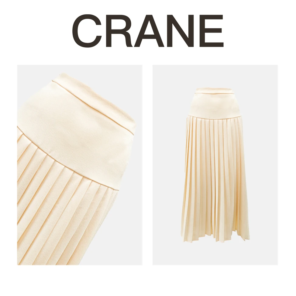 【CRANE】 新款春季款百褶裙时尚百搭气质长裙