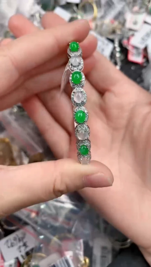 银S925镶嵌戒指翡翠444               9