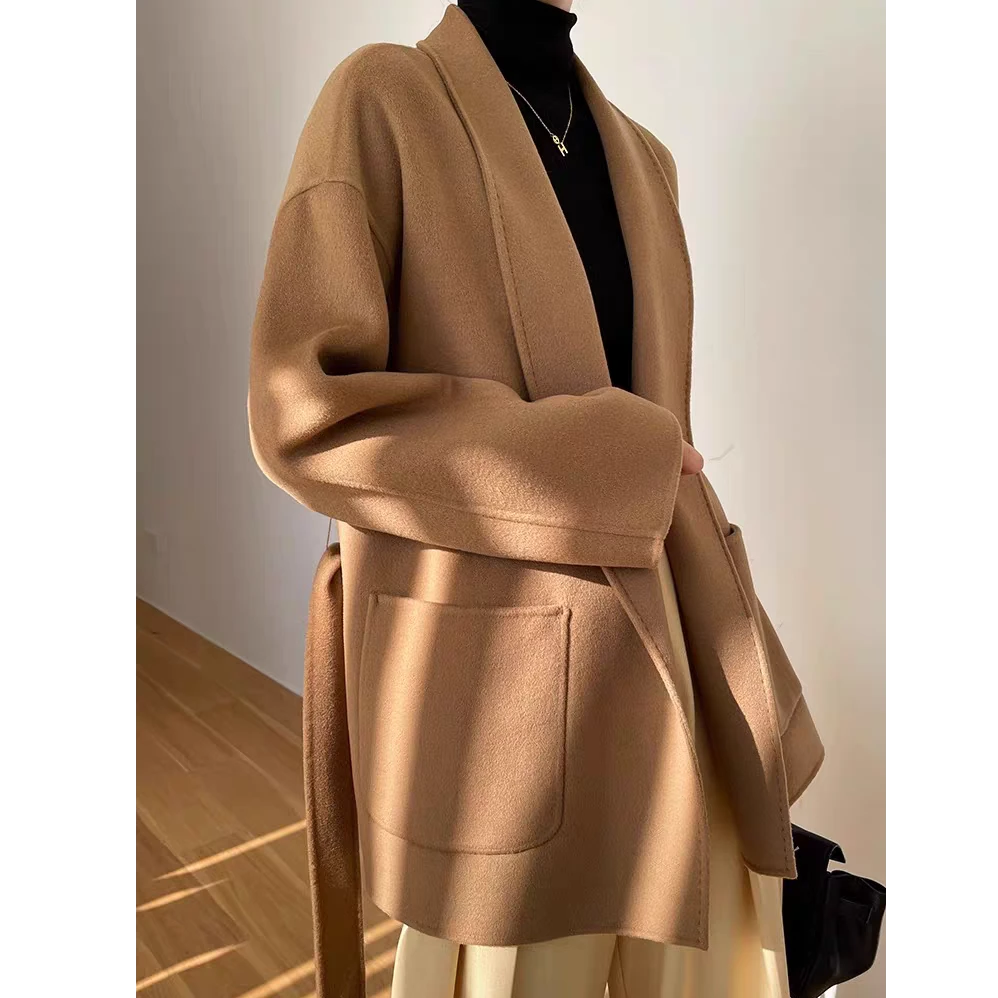 ZHI禾经典15%羊绒大衣秋冬气质女士手工双面呢双面羊绒大衣2502