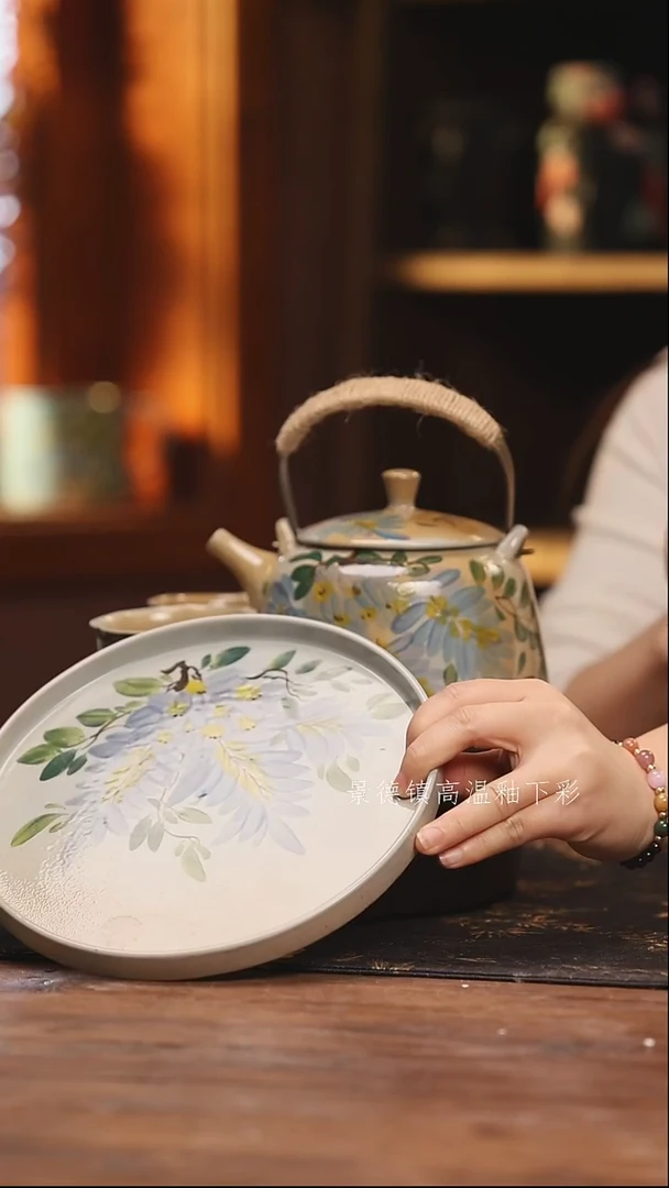 陶瓷景德镇高温釉下手绘陶瓷@L797@