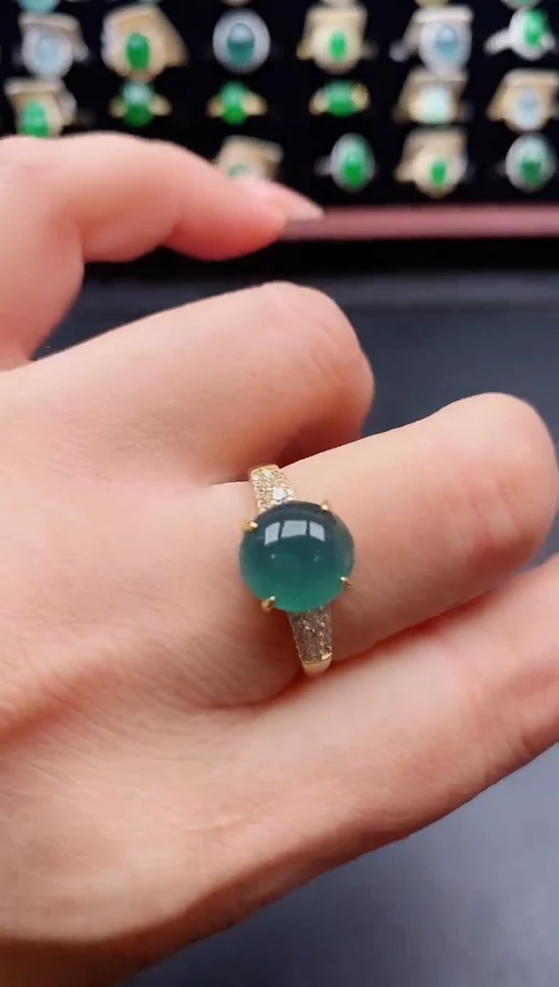 银S925镶嵌戒指翡翠1