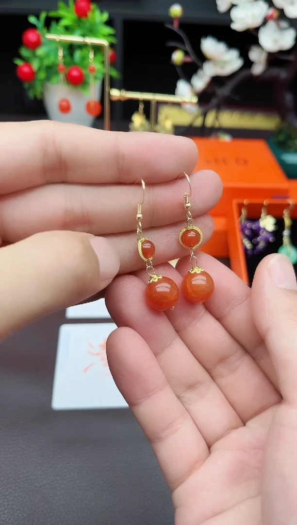 玛瑙/玉髓耳饰银S925镶嵌539000