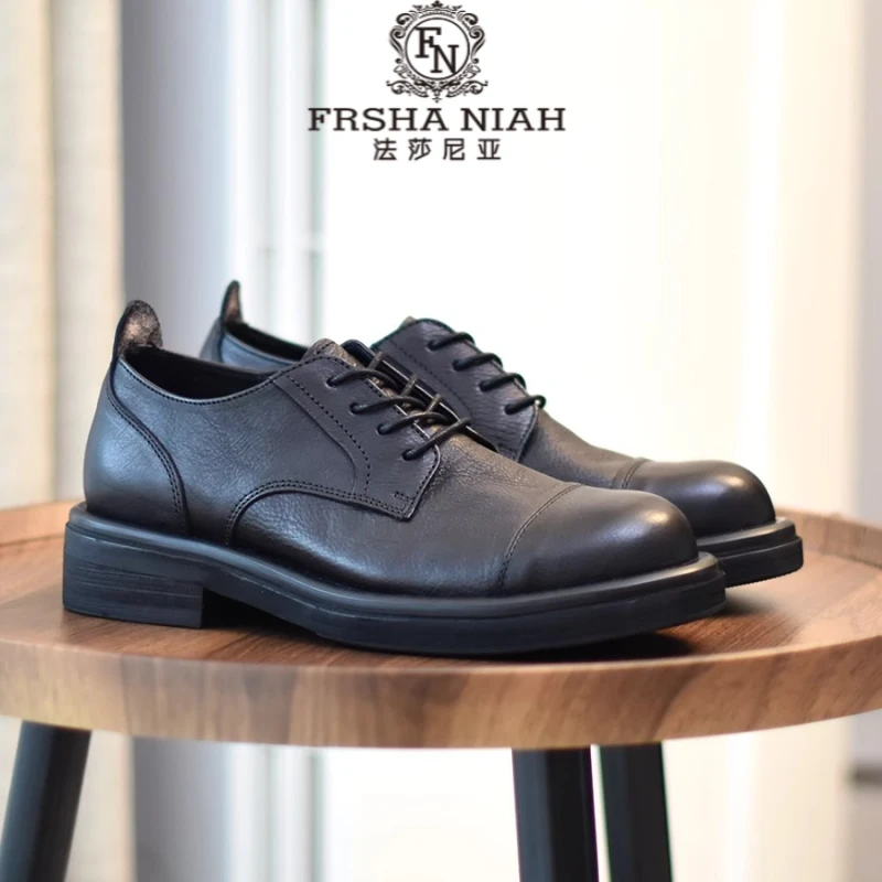 法莎尼亚商务休闲皮鞋英伦风透气商务皮鞋牛津鞋春季正装百搭皮鞋