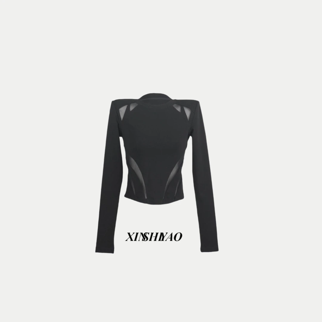 code小众设计师拼接打底衫