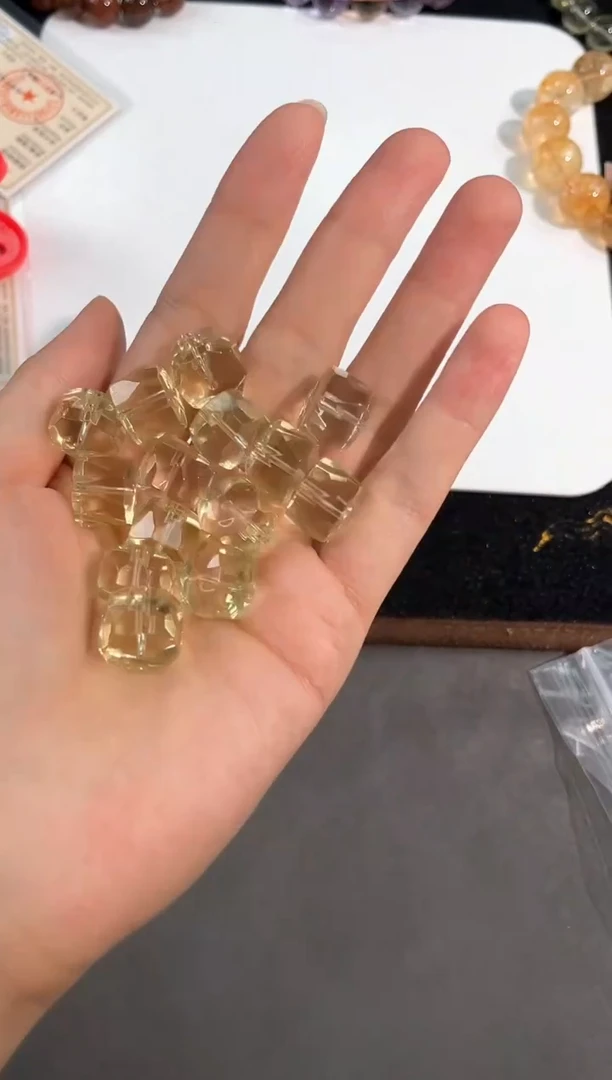 水晶手链未镶嵌93号利姆利亚黄水切面车轮单颗配件13mm