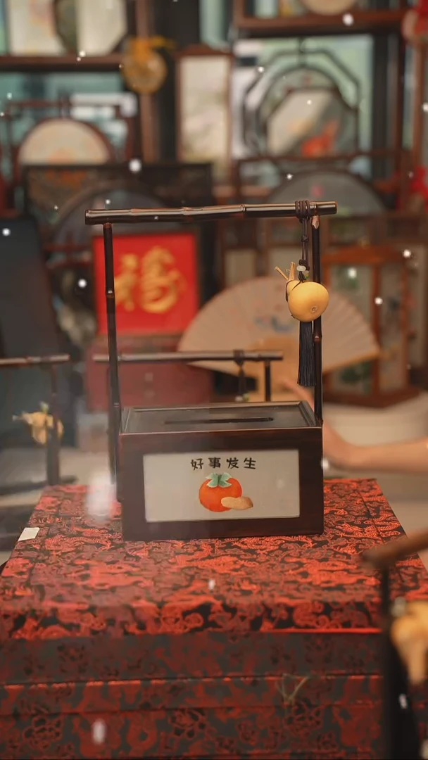 扇子纸巾盒 紫竹手柄 宽度18CM 高度30CM