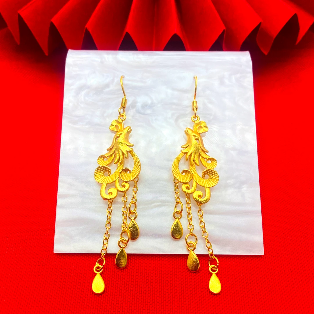 铜合金耳饰 【鸾凤争鸣耳环】网红防过敏简约女款优雅百搭女士耳环