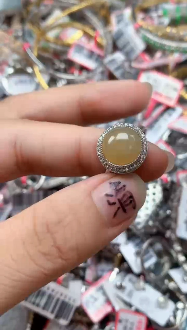 银S925镶嵌戒指翡翠天然A货缅甸翡翠