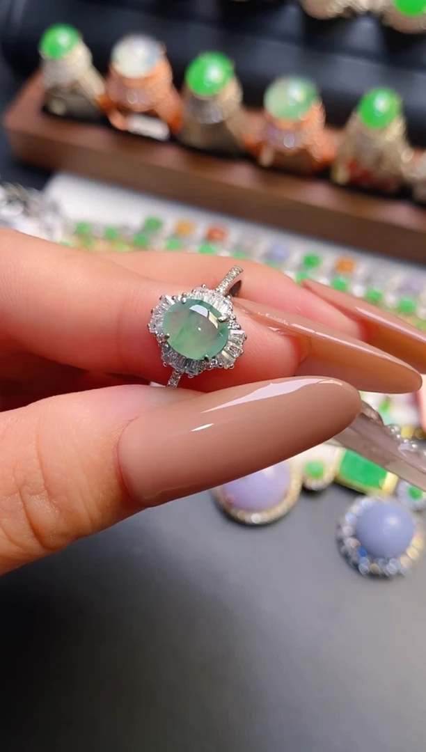 银S925镶嵌戒指翡翠天然