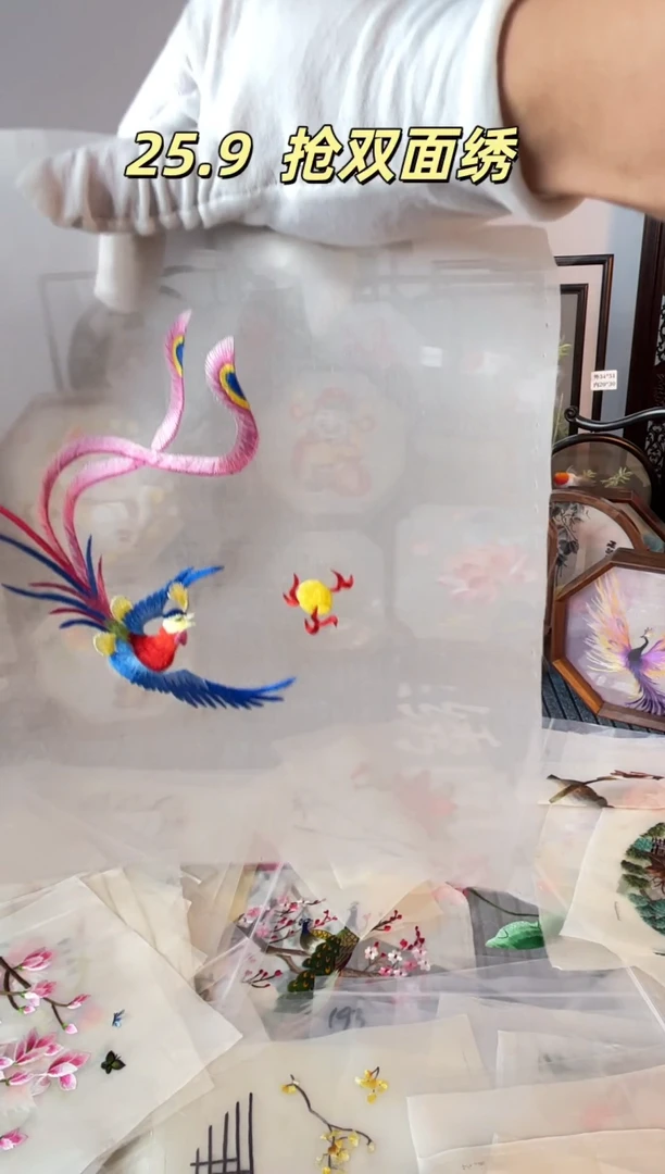 织绣纯手工苏绣双面绣绣布