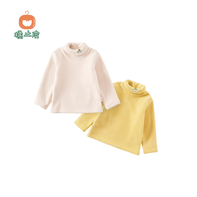 【橘止皮】儿童高领打底衫秋冬新款T恤宝宝双面绒保暖内搭QY249876