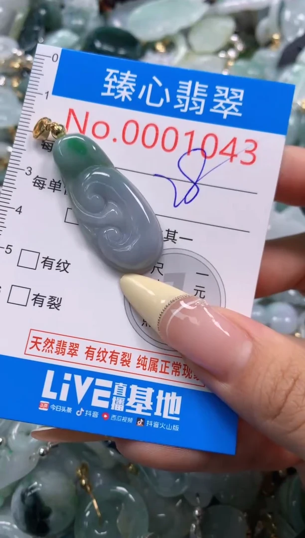 翡翠未镶嵌颈饰含绳0001043