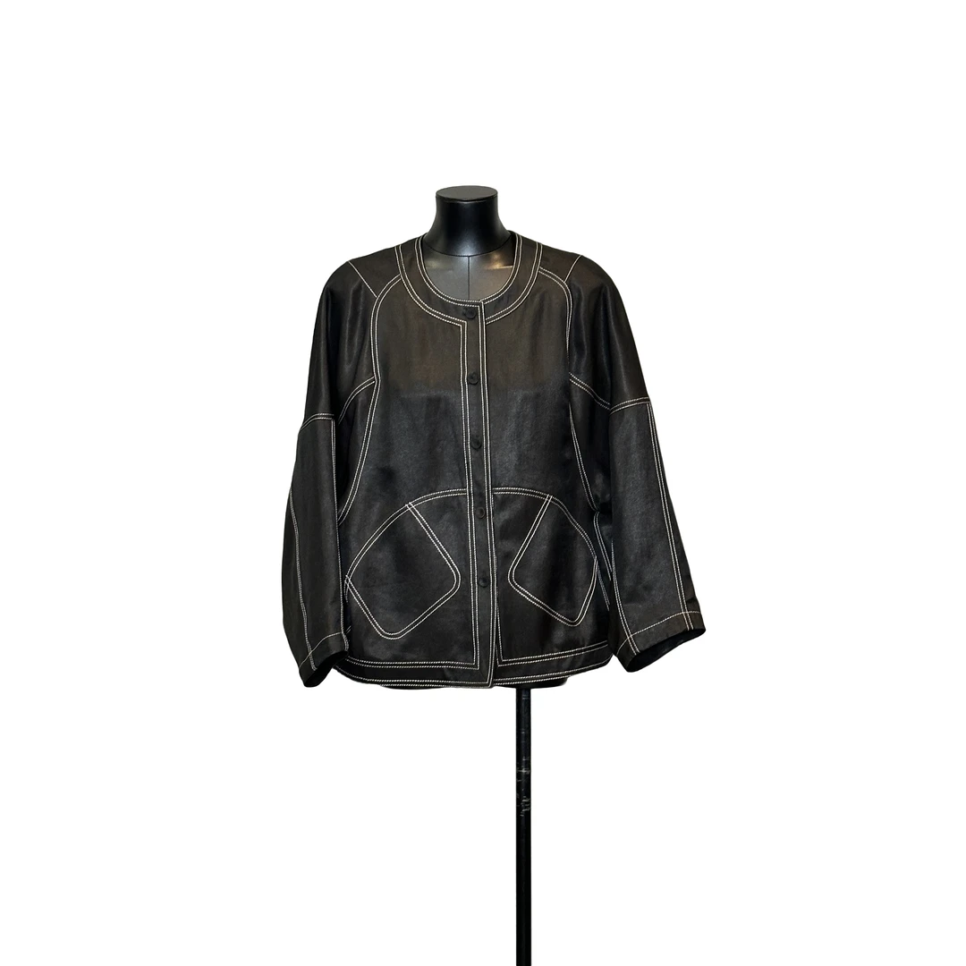 「利琪高订」国风新中式时尚轻奢百搭明线夹克外套A6969