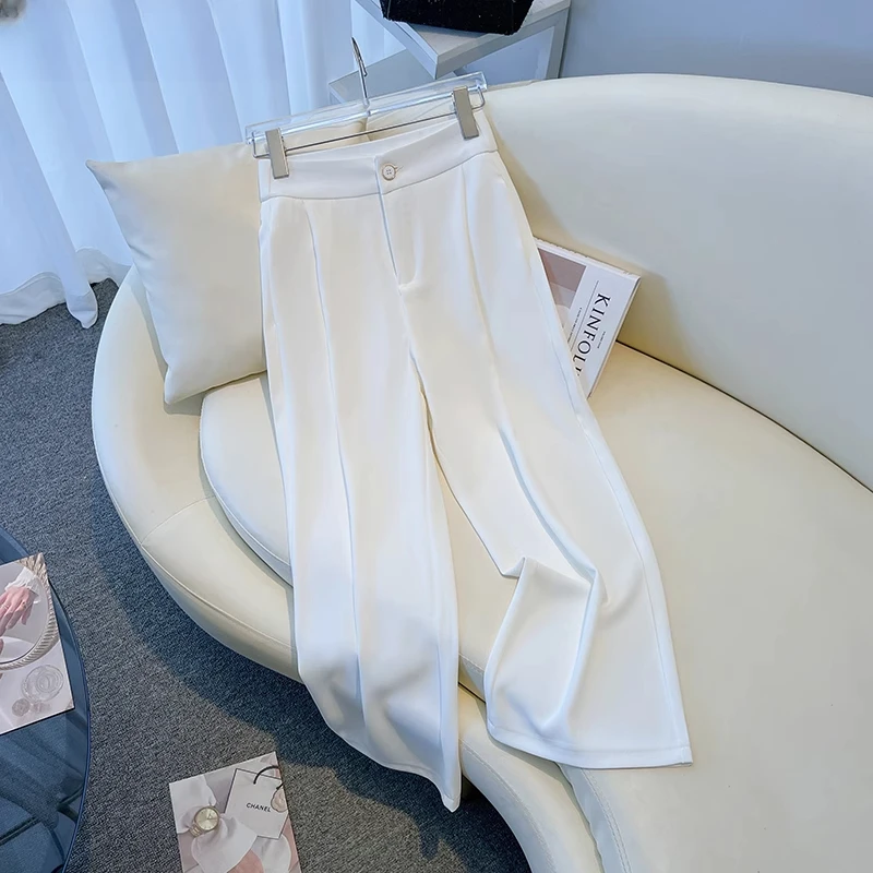拉夏贝尔阔腿西装九分裤2025春夏新款高腰薄款休闲裤气质宽松裤子