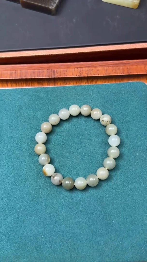 手串未镶嵌和田玉高清白玉手串（卡10）