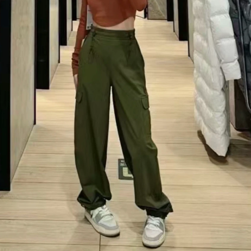 【LULU YUG】早秋休闲百搭运动高腰抽绳降落伞长裤MR-066