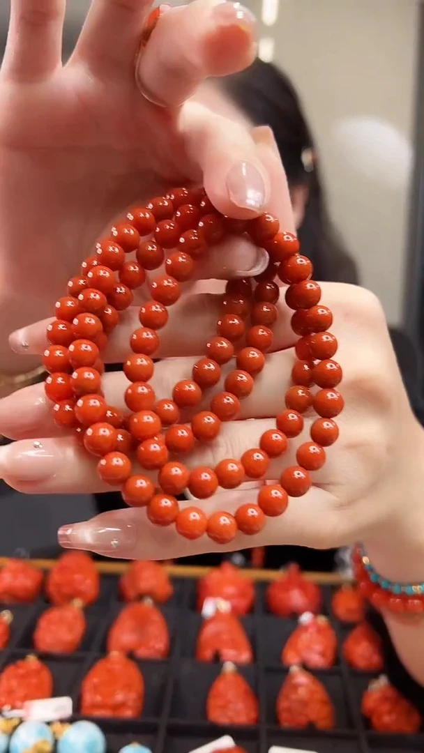 未镶嵌圆珠多圈链南红玛瑙7mm