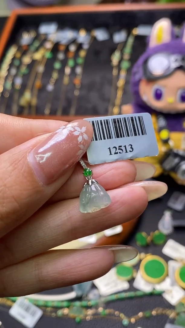 翡翠18K金镶嵌颈饰净货12513