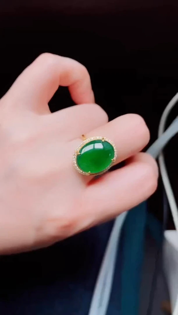 【闪购商品】翡翠戒指银S925镶嵌天然a货翡翠520