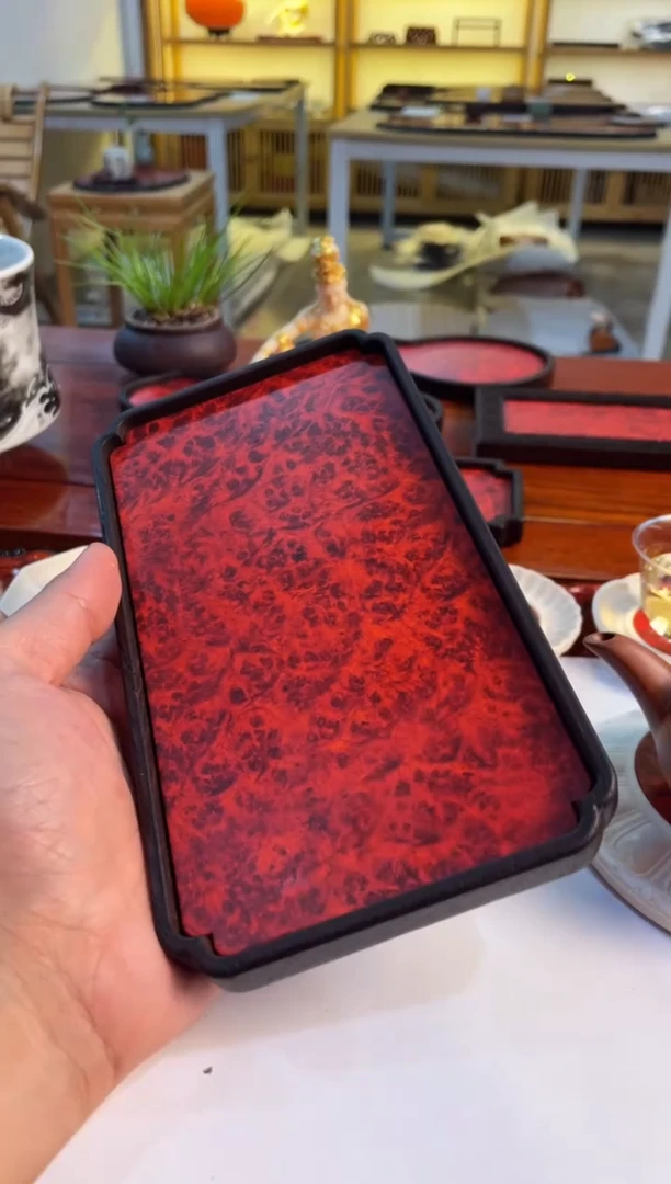 东非黑黄檀（紫光檀）木雕款（微瑕）如意长托盘
