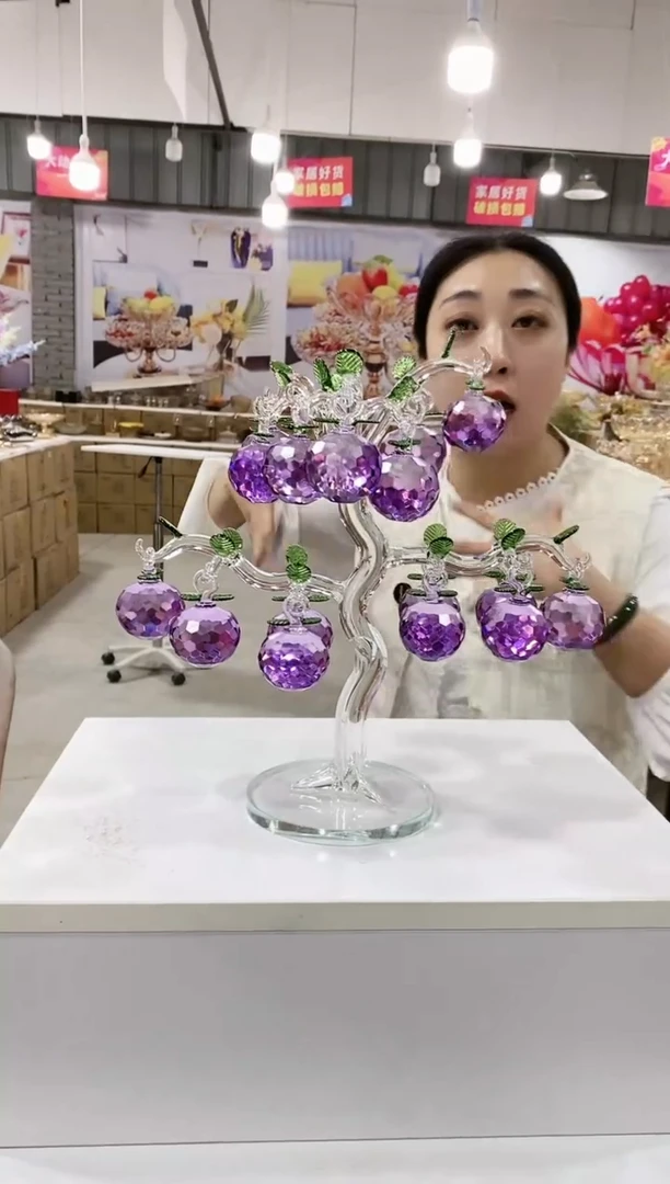 水晶玻璃紫色苹果树18挂