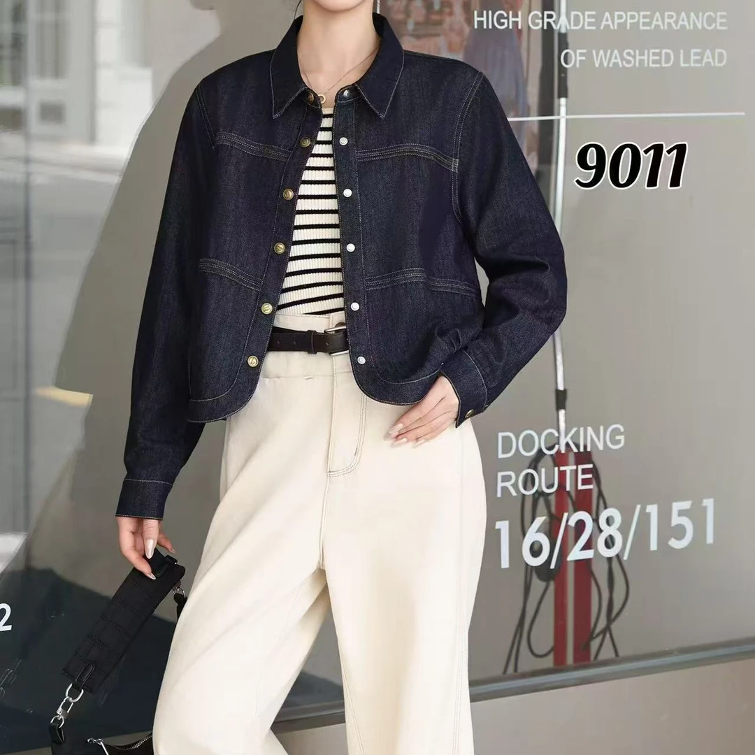 小施家韩版时尚设计拼接牛仔薄外套9011