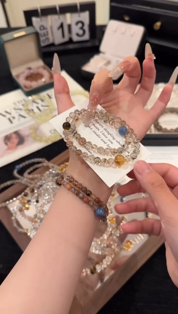 未镶嵌手链水晶黑金超双圈x2699