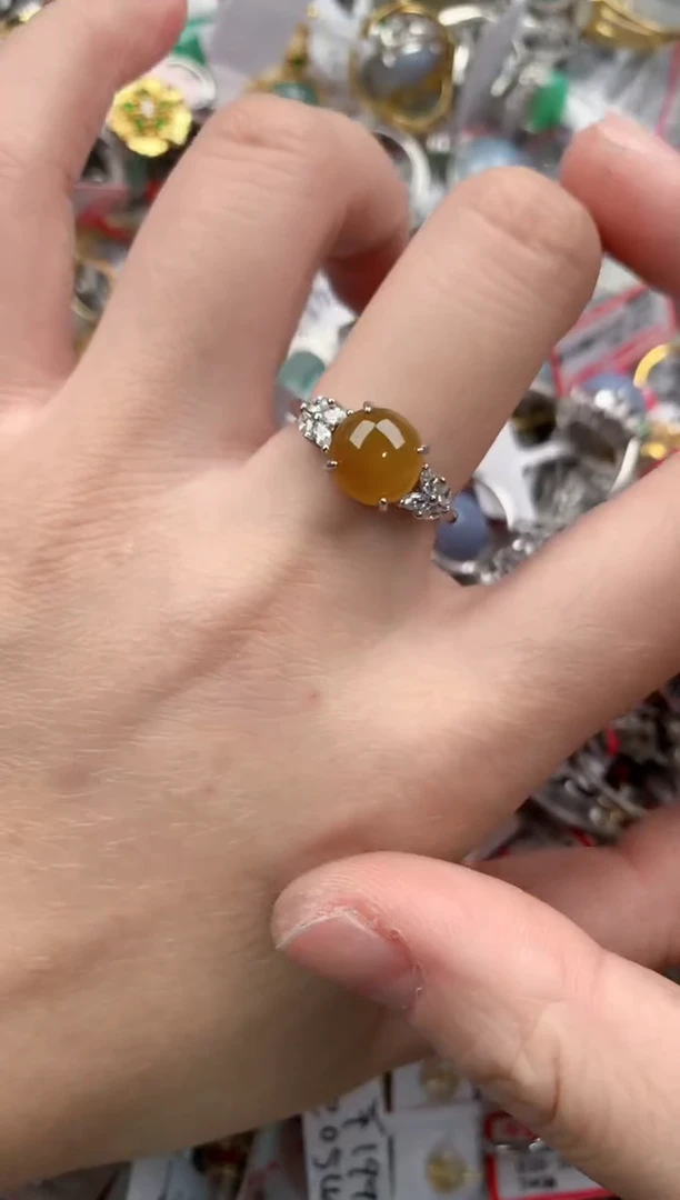 银S925镶嵌戒指翡翠444             10