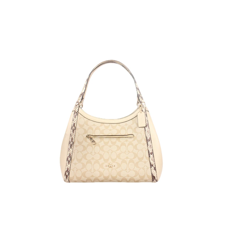 【全套礼盒】COACH/蔻驰Kristy32女士经典浅卡其老花单肩手提腋下包