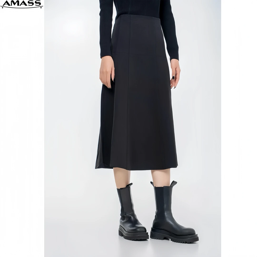 阿玛施夏季气质显瘦A字高腰秋冬优雅半身裙赫本裙时尚经典5200406