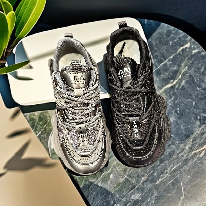 52老爹鞋休闲鞋厚底网面时尚女鞋秋季春季潮鞋系带透气百搭