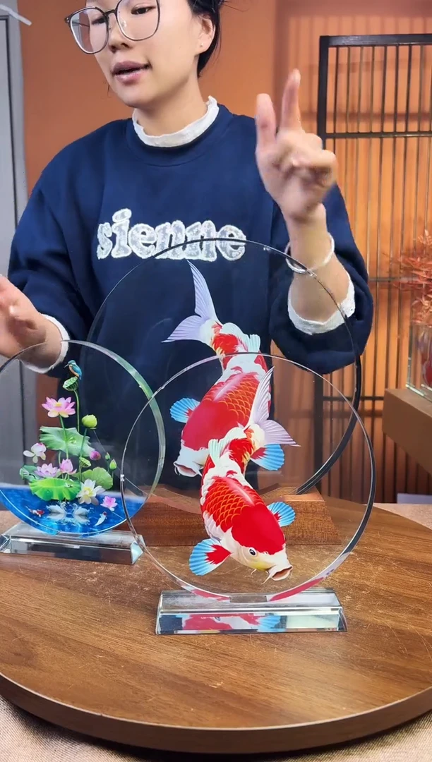 人造水晶圆形锦鲤20/2