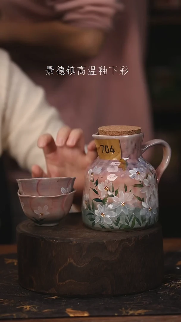 陶瓷景德镇高温釉下手绘陶瓷@L704@