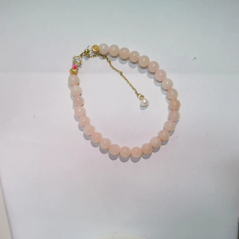 【睿泽&小池专属】s925和田玉藕粉手链 16+5cm/6mm KT0500070