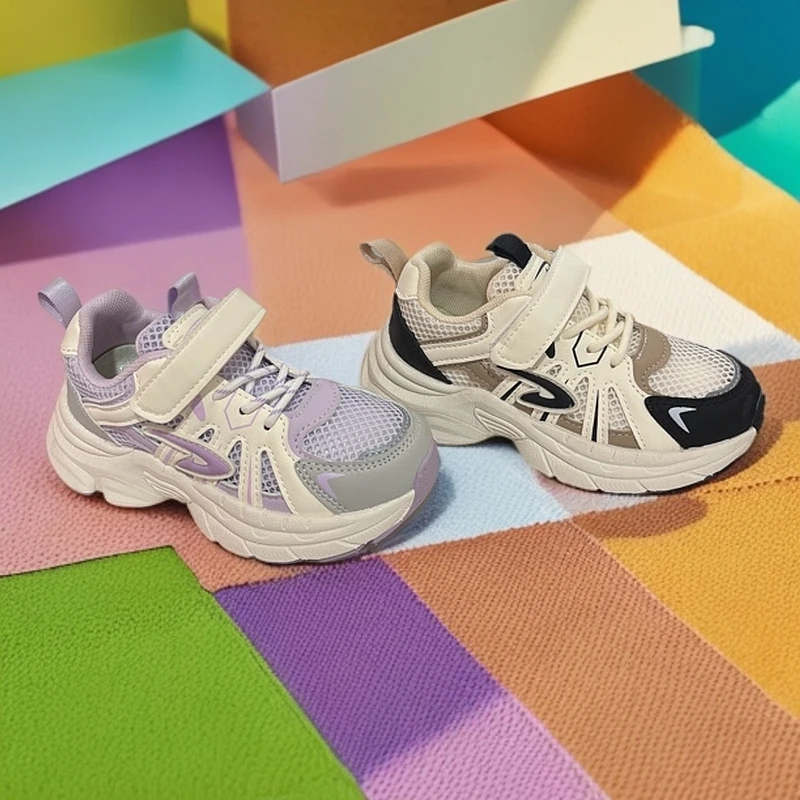 夏季单网透气男童女童时尚百搭魔术贴运动鞋8833