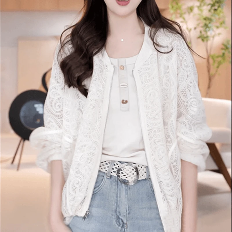 2025春季短外套流金岁月宽松时尚镂空气质百搭蕾丝薄款8674
