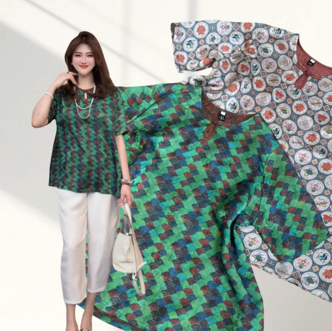 新中式【YANLI】5207透孔花萝一粒盘扣短上衣