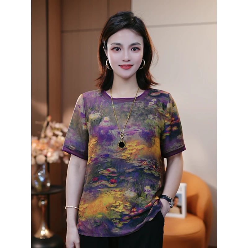 彩韵天成M-夏季新款高贵轻奢休闲洋气女士百搭时尚T恤上衣显瘦