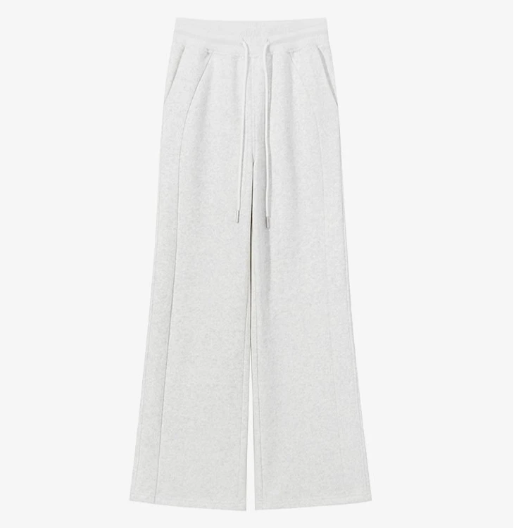 羊城故事-微喇纯色运动休闲长裤高腰显瘦直筒阔腿裤Y41247094