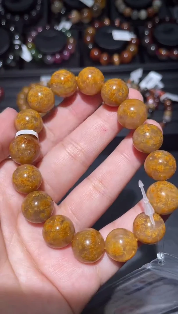 未镶嵌珠宝半成品水晶钛晶花13mm-34