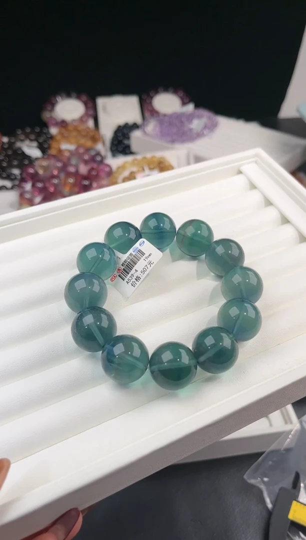 【闪购商品】萤石手链未镶嵌多样性发一Q182蓝绿萤石19mm