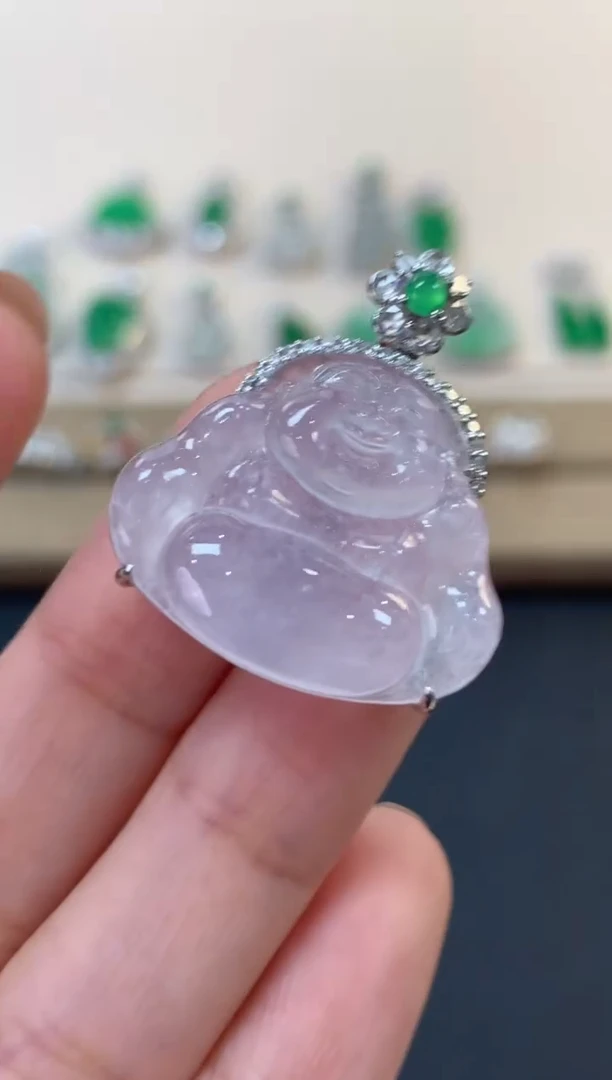 翡翠18K金镶嵌吊坠(不含链)佛公吊坠7500