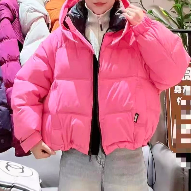 冬季新款大码宽松休闲保暖连帽短款棉服