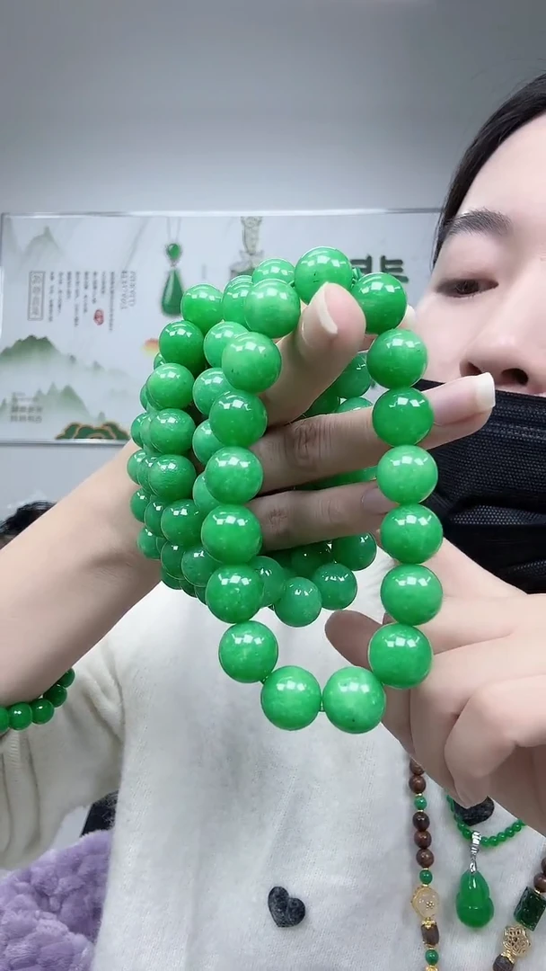 颈饰未镶嵌翡翠12mm绿串